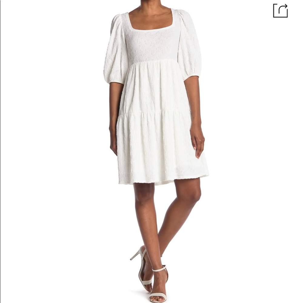 Melloday NWT Square Neck Tiered Dress In Cream
